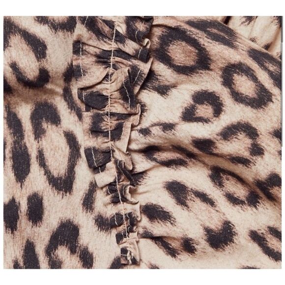 Generation Love Brown Leopard Print Balloon Sleeve Rumi Mini Dress Size L - Picture 7 of 10